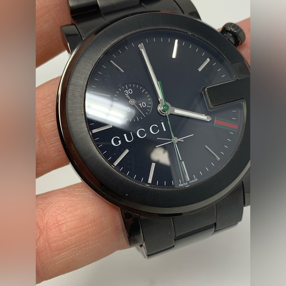 GUCCI G Chrono Black Guilloche Dial Men's Watch - Picture 6 of 13